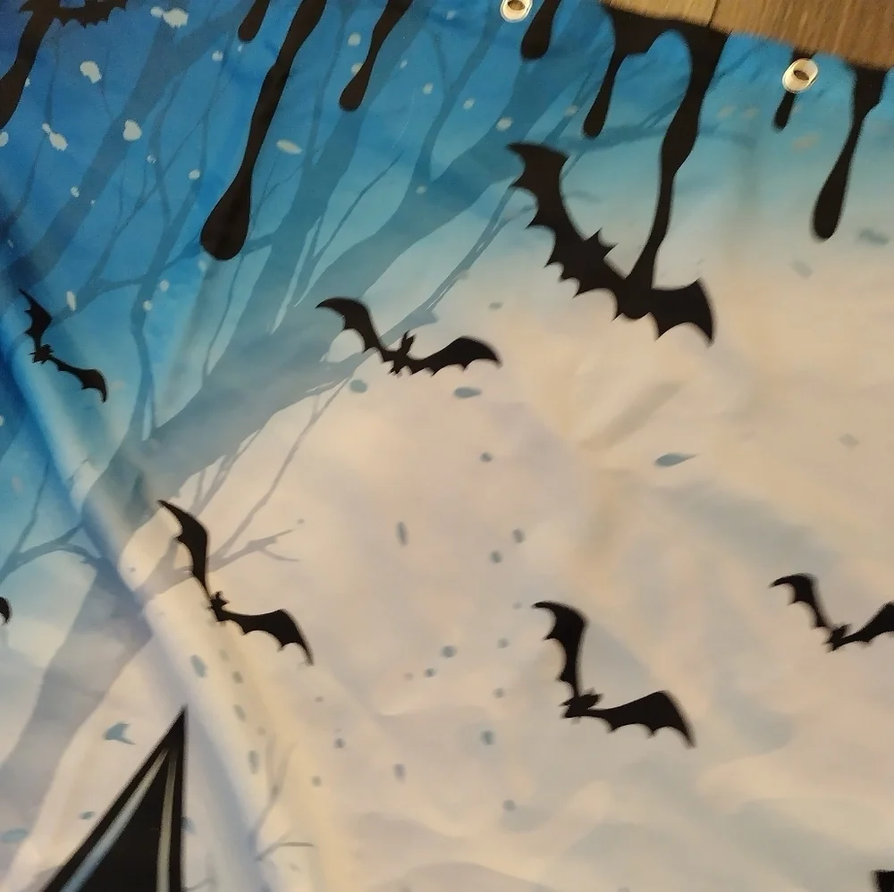 Halloween Spooky Pumpkin Graveyard House Witch Shower Curtain Standard Size